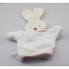 Doudou marionnette éponge lapin blanc rose KALOO
