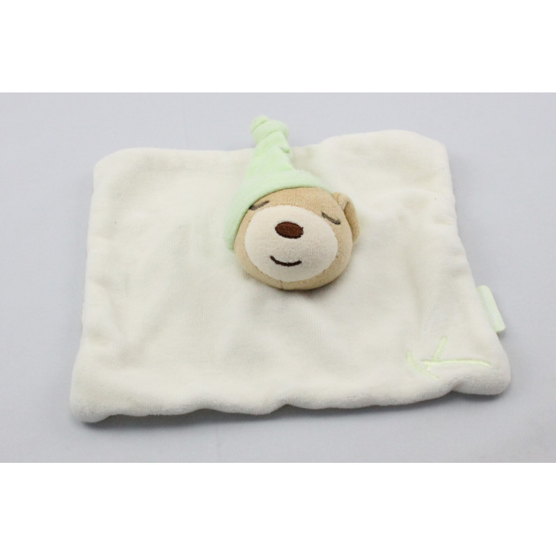 Doudou Plat ours endormi écru vert K KALOO