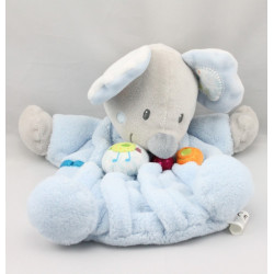 Doudou plat souris grise bleu oiseau vert NICOTOY