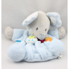 Doudou plat souris grise bleu oiseau vert NICOTOY