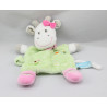 Doudou plat vache verte rose BEBEREVE