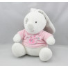Doudou lapin blanc rose fleurs GIFI