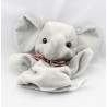 Doudou marionnette éléphant noeud carreaux rouge NICOTOY