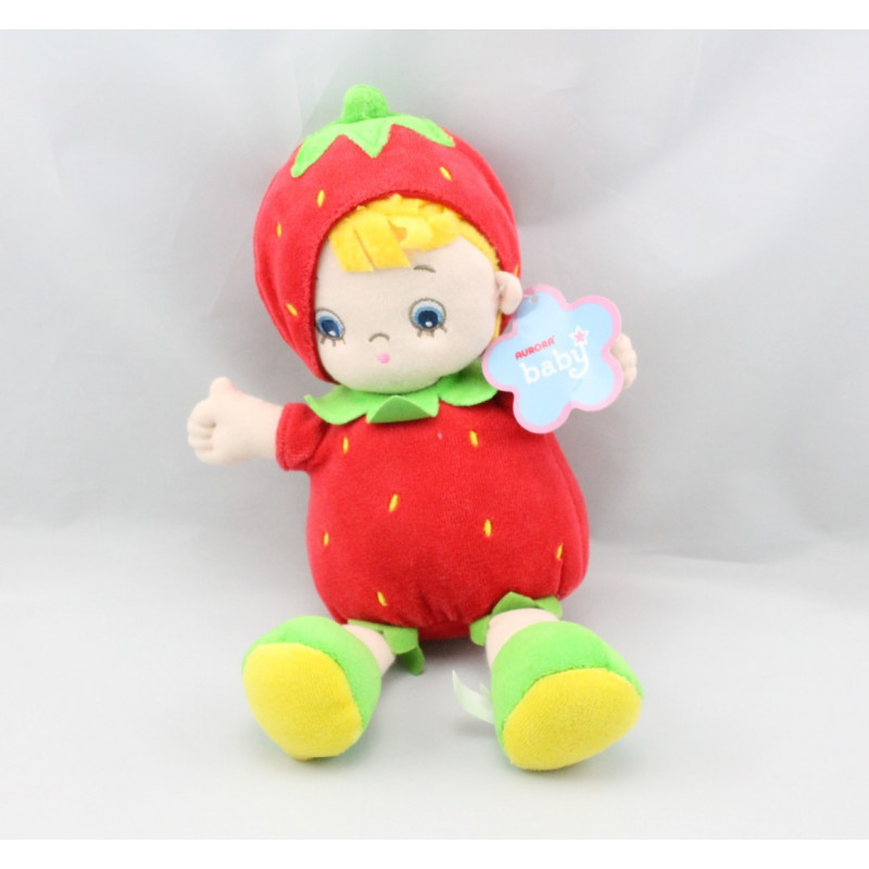 Doudou poupée fraise rouge AURORA BABY
