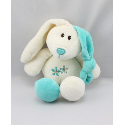 Doudou lapin blanc bleu fleurs GIPSY