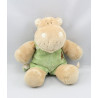 Doudou hippopotame beige salopette verte NOUKIE'S