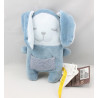 Doudou lapin bleu endormi poche rayé DPAM