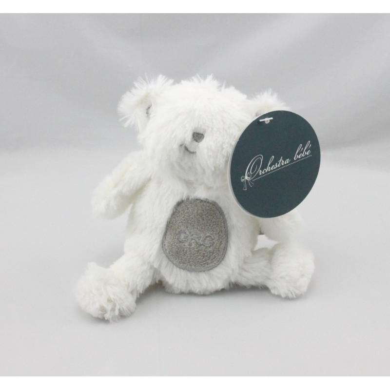 Doudou ours blanc gris ORCHESTRA