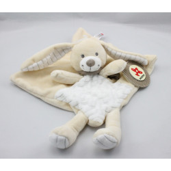 Doudou plat lapin écru blanc écharpe NICOTOY