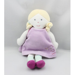 Doudou poupée robe mauve fleur SUCRE D'ORGE