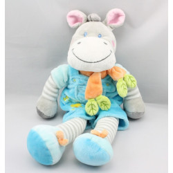 Doudou zébre ane gris bleu oiseau NICOTOY