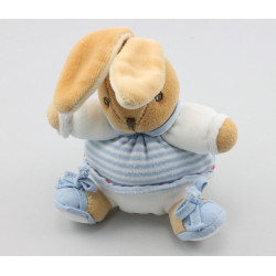 Mini doudou lapin blanc rayé bleu attache tétine KALOO