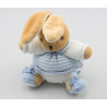 Mini doudou lapin blanc rayé bleu attache tétine KALOO