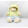 Doudou ours déguisé en lapin vert bleu NICOTOY 