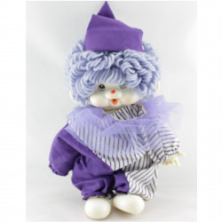 Ancienne Peluche Singe Kiki clown violet 