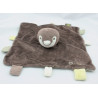Doudou plat oiseau marron vert rayé OBAIBI