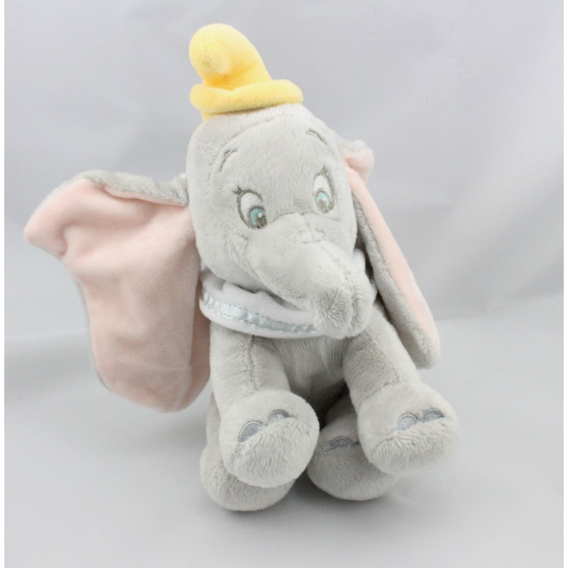 Doudou éléphant gris Dumbo col blanc NICOTOY