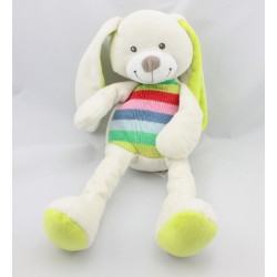 Doudou lapin blanc laine bleu vert rose rouge NICOTOY
