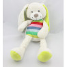 Doudou lapin blanc laine bleu vert rose rouge NICOTOY