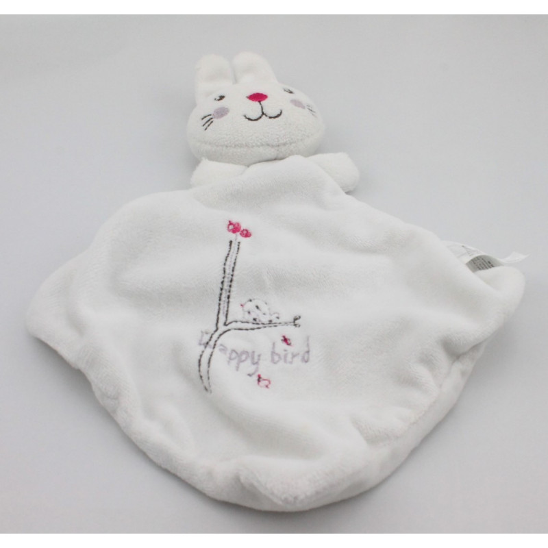 Doudou plat lapin blanc Happy Bird NICOTOY