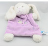 Doudou plat lapin blanc mauve coeurs TEX BABY