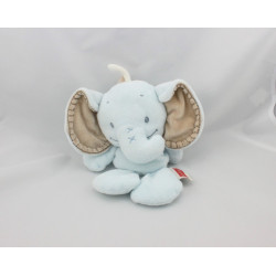 Doudou semi plat éléphant bleu beige NATTOU