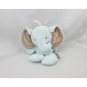 Doudou semi plat éléphant bleu beige NATTOU