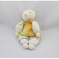 Doudou ours Fripon orange vert DOUDOU ET COMPAGNIE