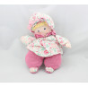 Doudou poupée chiffon rose fleurs carreaux COROLLE 1995