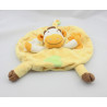 Doudou plat rond vache girafe jaune vert orange KIMBALOO