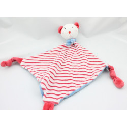 Doudou plat souris ours bleu rayé rouge Dodo d'amour MGM