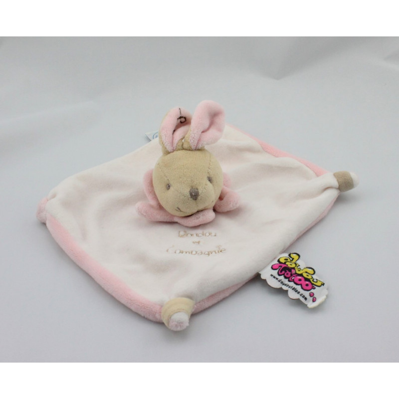 Doudou et compagnie plat lapin blanc rose 