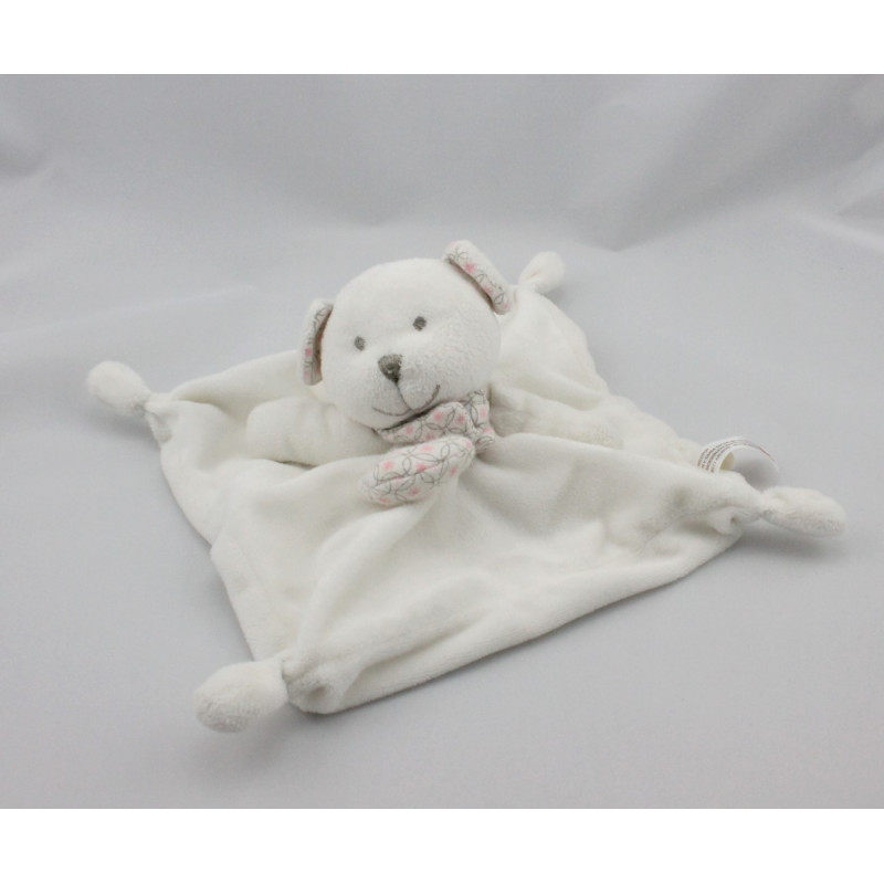 Doudou plat orus blanc foulards étoiles roses gris coeur NICOTOY