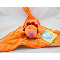 Doudou reversible plat lion souris orange vert LILLIPUTIENS