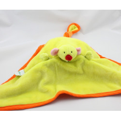 Doudou reversible plat lion souris orange vert LILLIPUTIENS