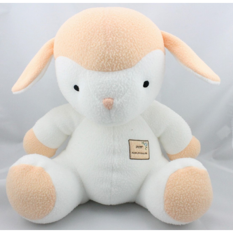 Doudou agneau mouton blanc beige Ptit Namour AUCHAN