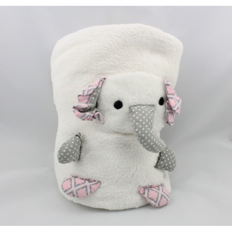Doudou et compagnie couverture blanche éléphant