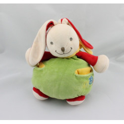 Doudou Lapin boule vert jaune rouge ABC NOUNOURSNOUNOURS