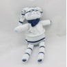 Doudou Lapin bleu rayé bleu marine lunette avion PETIT BATEAU