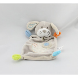 Doudou plat lapin chien gris orange bleu vert NICOTOY