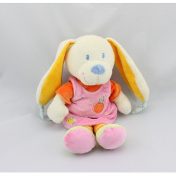Doudou lapin rose orange oiseau MOTS D'ENFANTS