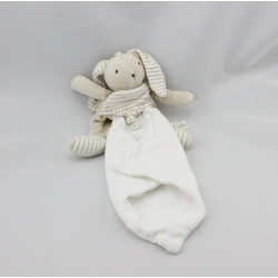 Doudou plat lapin beige rayé mouchoir BERLINGOT
