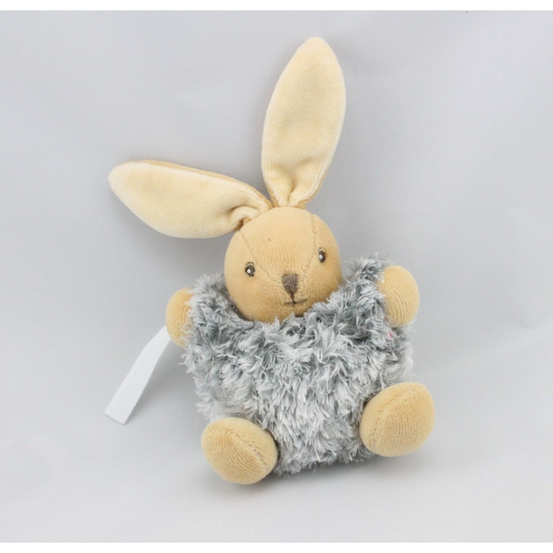 Mini Doudou lapin gris fourrure Fur KALOO