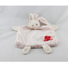 Doudou plat lapin Liliblue rose carré bleu fleur KALOO