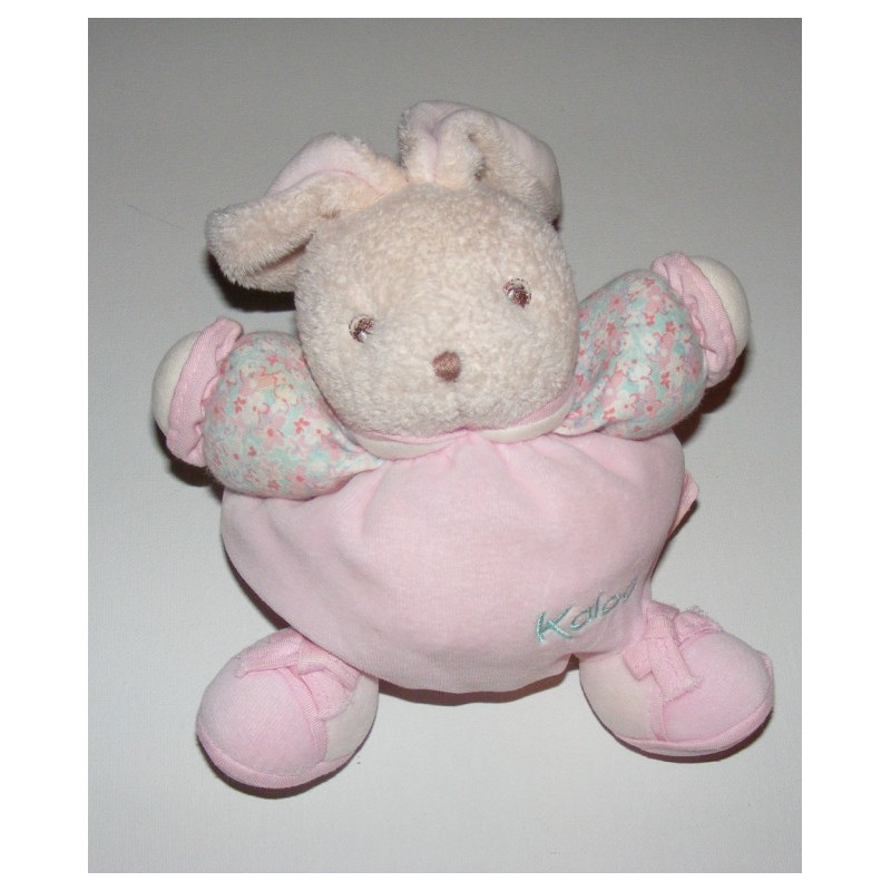 Doudou Lapin Boule rose avec fleurs Kaloo