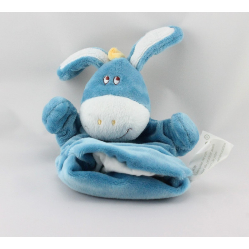 Doudou plat marionnette ane bleu KIMBALOO