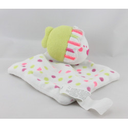 Doudou plat poisson blanc rose vert pois SIPLEC