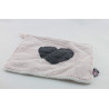 Doudou plat carré blanc rayé prune coeur noir pois OBAIBI