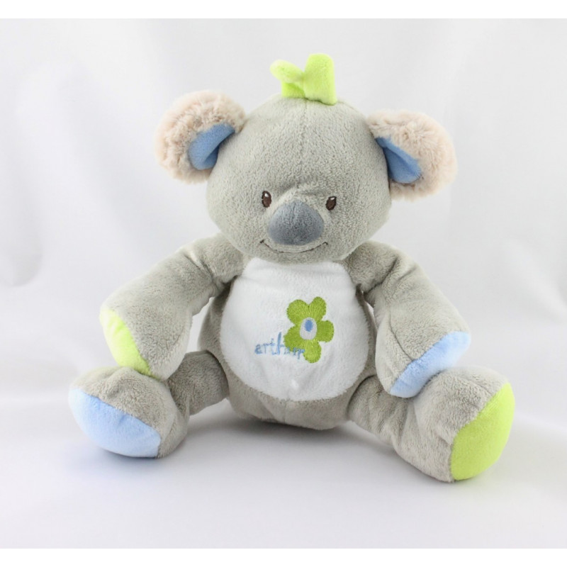 Doudou koala gris bleu vert Arthur et Lola BEBISOL 