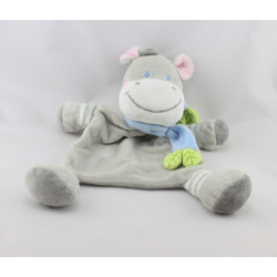 Doudou plat Zébre gris foulard bleu NICOTOY